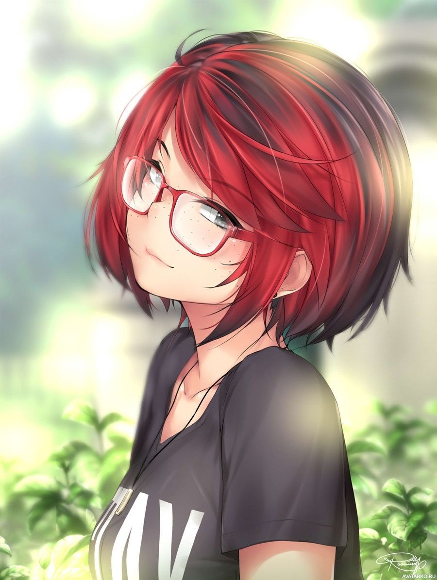 Картинки аниме девушка с красными волосами 01