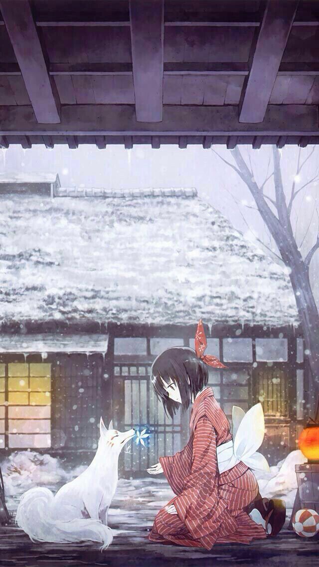 Красивый арт аниме зима (14)