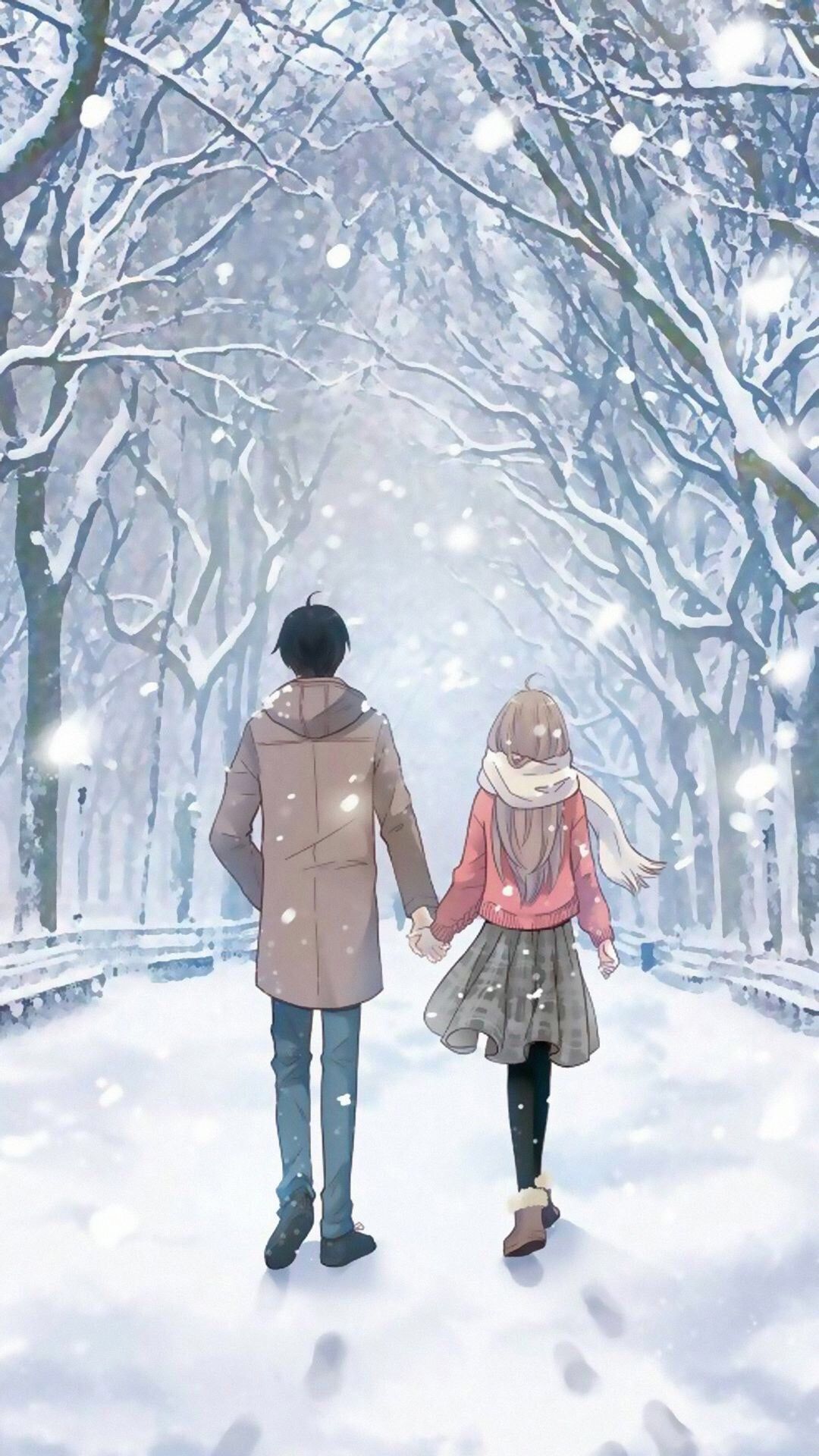 Красивый арт аниме зима (4)