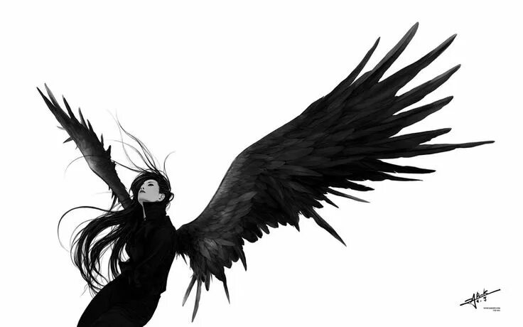 Ангел с черными крыльями арт 1