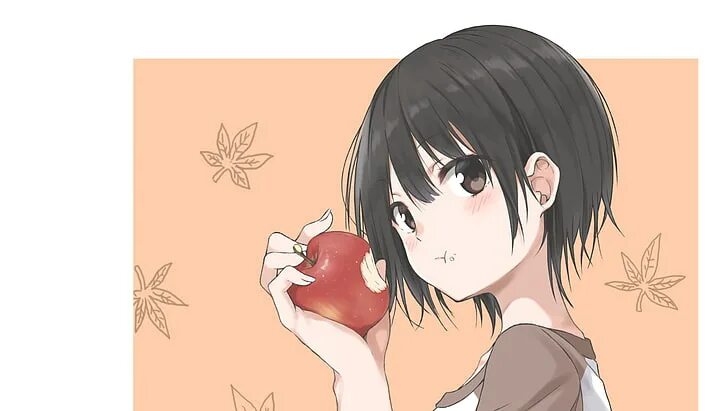 Аниме девочка с яблоком 11