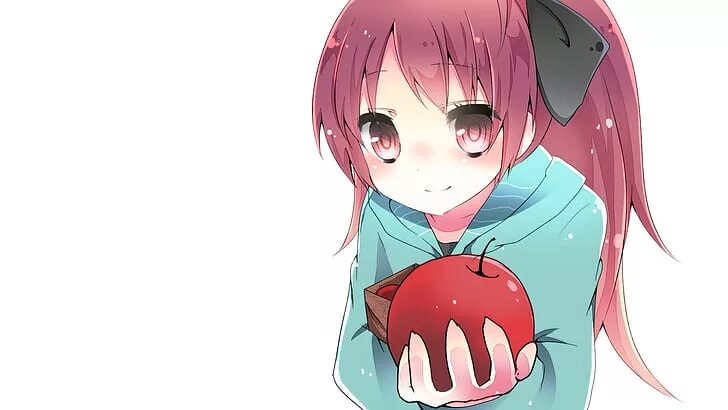 Аниме девочка с яблоком 22