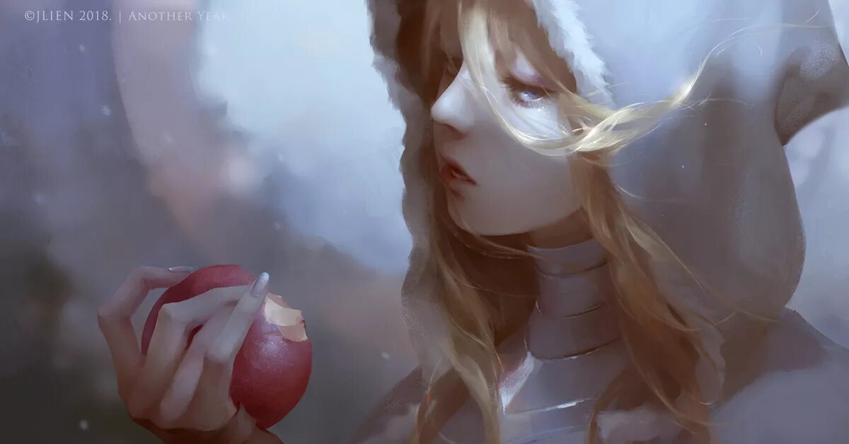 Аниме девочка с яблоком 23