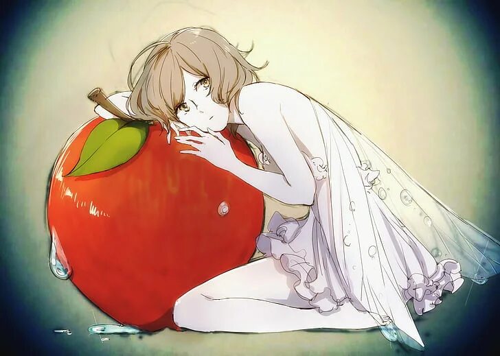 Аниме девочка с яблоком 3