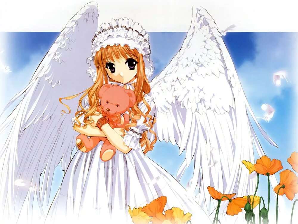 Аниме девочки ангелы милые 12