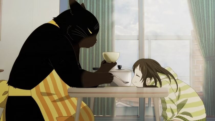 Аниме девушка с черным котом 14