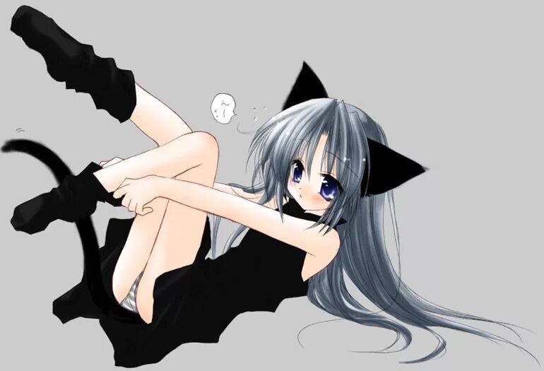 Аниме девушка с черным котом 19