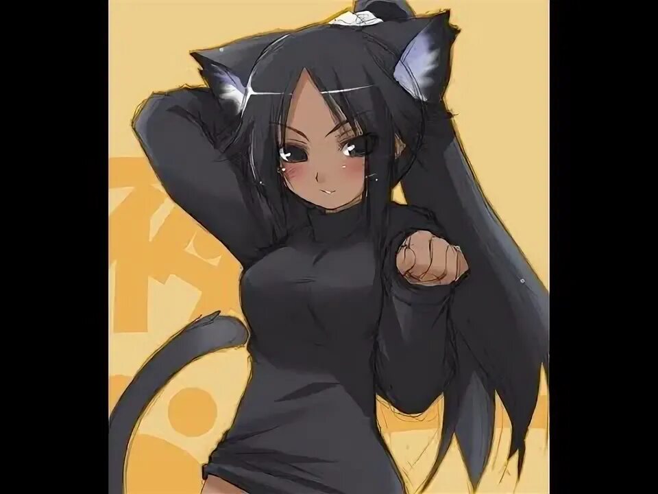 Аниме девушка с черным котом 23