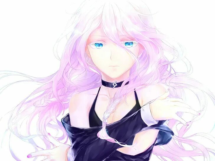 Аниме девушка с розово фиолетовыми волосами 4