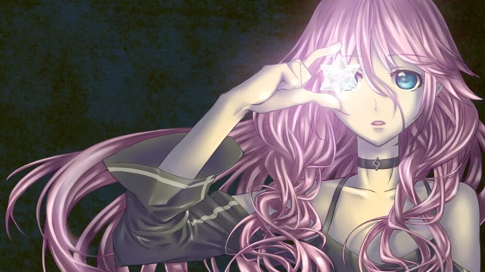 Аниме девушка с розово фиолетовыми волосами 8