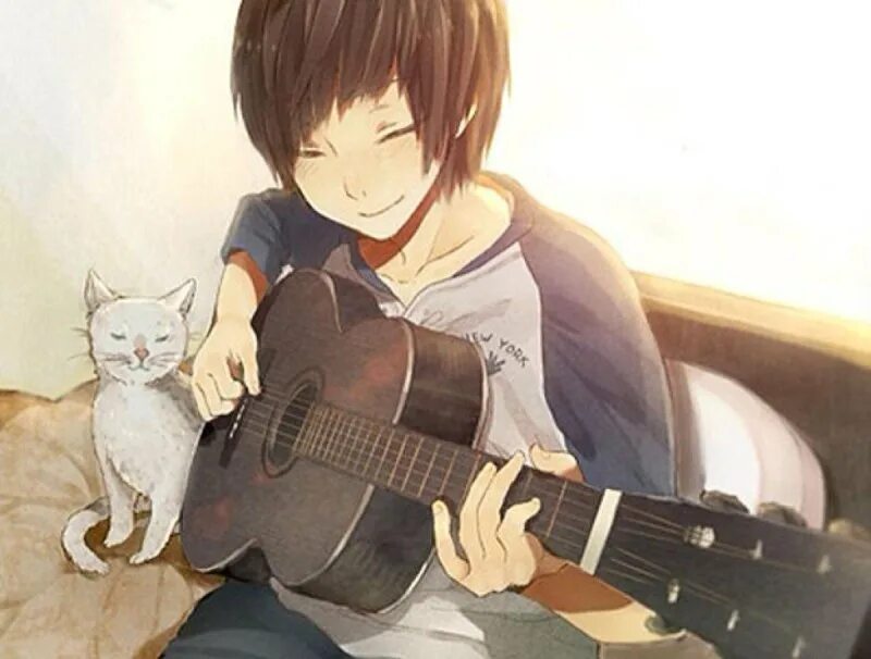 Аниме мальчик с гитарой 10