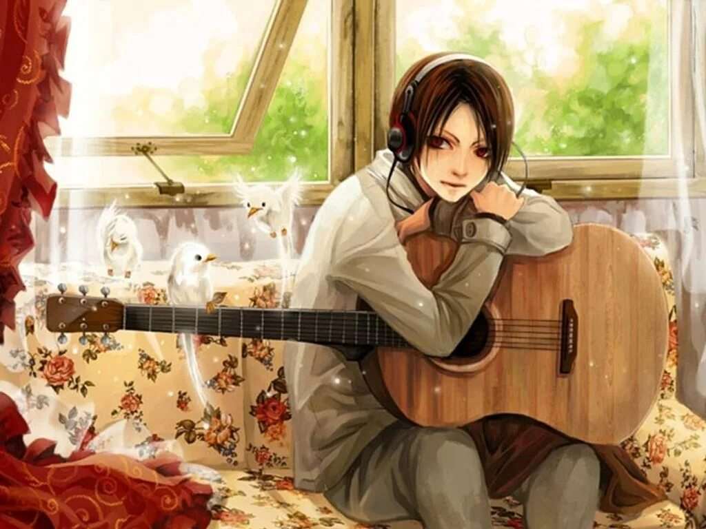 Аниме мальчик с гитарой 22