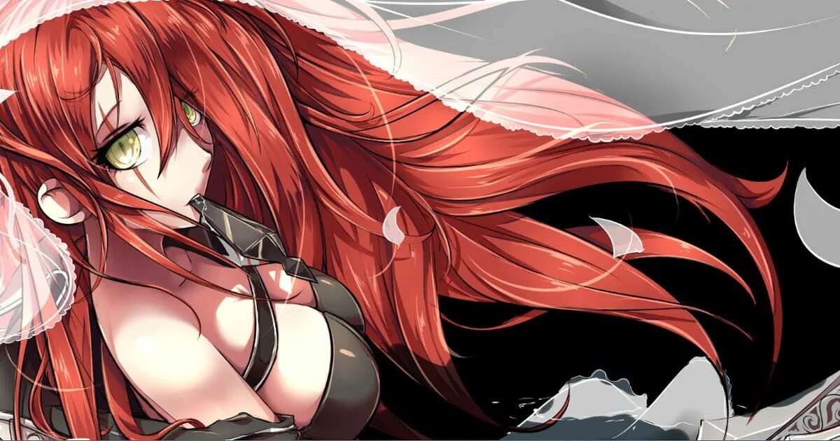 Аниме женщина с красными волосами 10