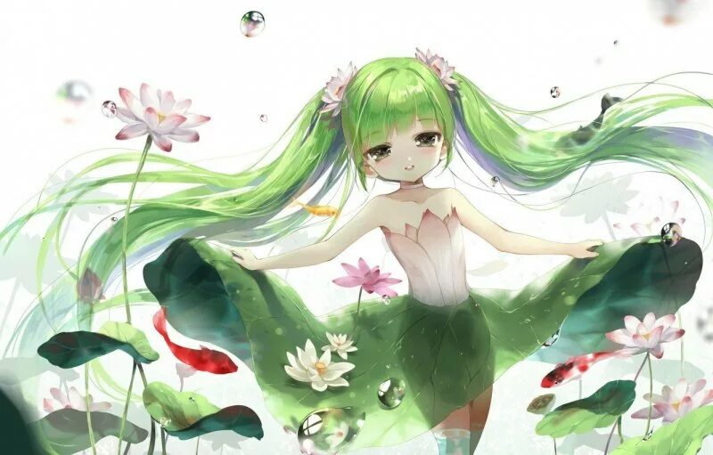 Девочка с зелеными волосами аниме 18