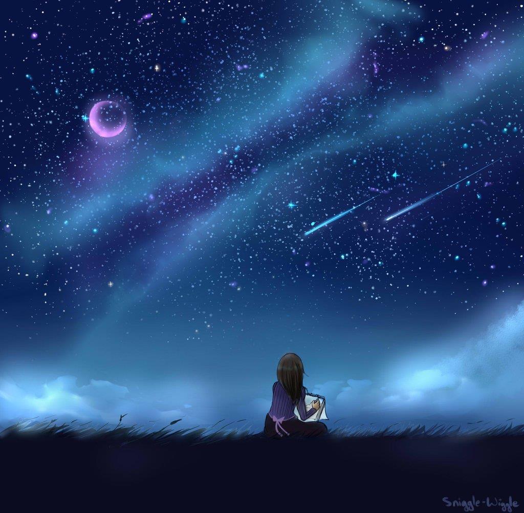 Девушка и звездное небо иллюстрация 03