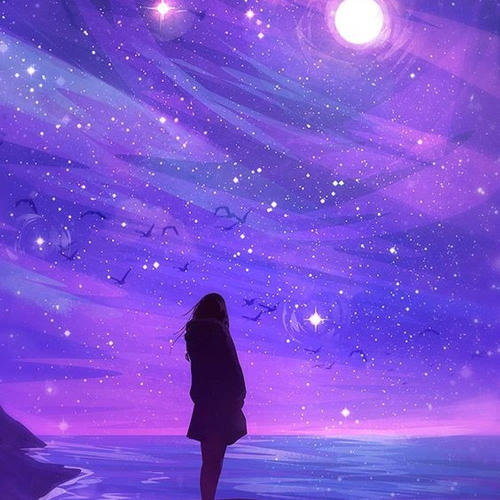 Девушка и звездное небо иллюстрация 07