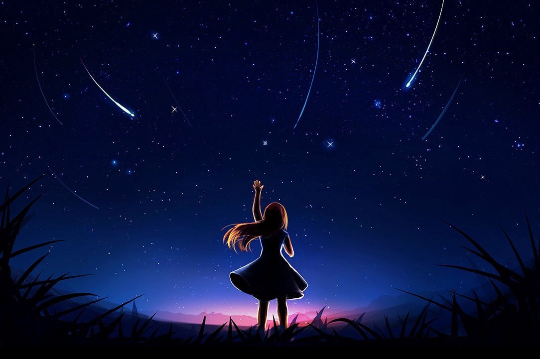 Девушка и звездное небо иллюстрация 08