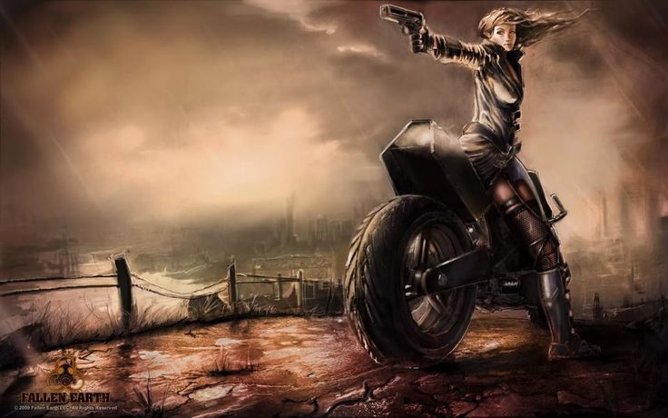 Девушка на мотоцикле арт иллюстрация 10