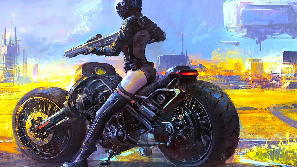 Девушка на мотоцикле арт иллюстрация 15