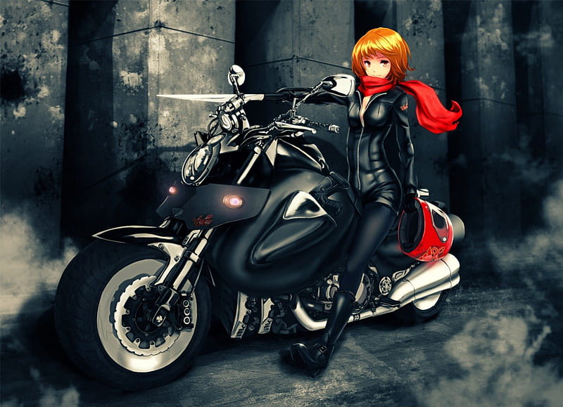 Девушка на мотоцикле арт иллюстрация 20