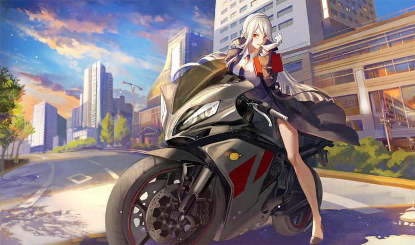 Девушка на мотоцикле арт иллюстрация 26