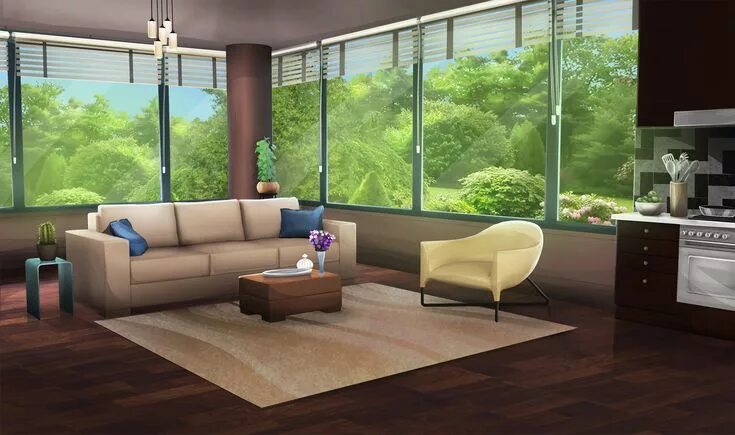 Комната с диваном аниме 12