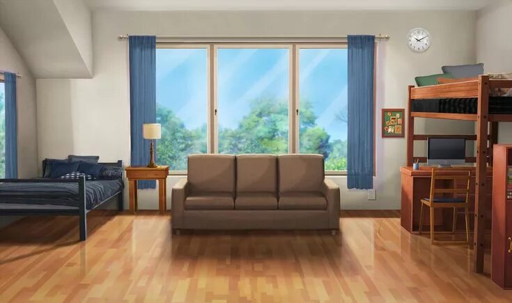 Комната с диваном аниме 14