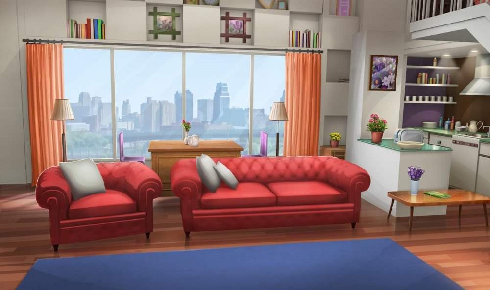 Комната с диваном аниме 3