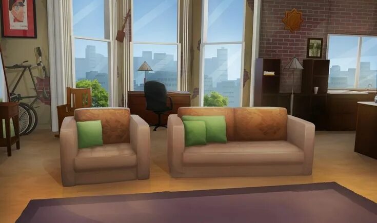 Комната с диваном аниме 4