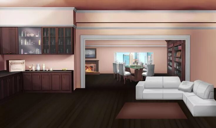 Комната с диваном аниме 5