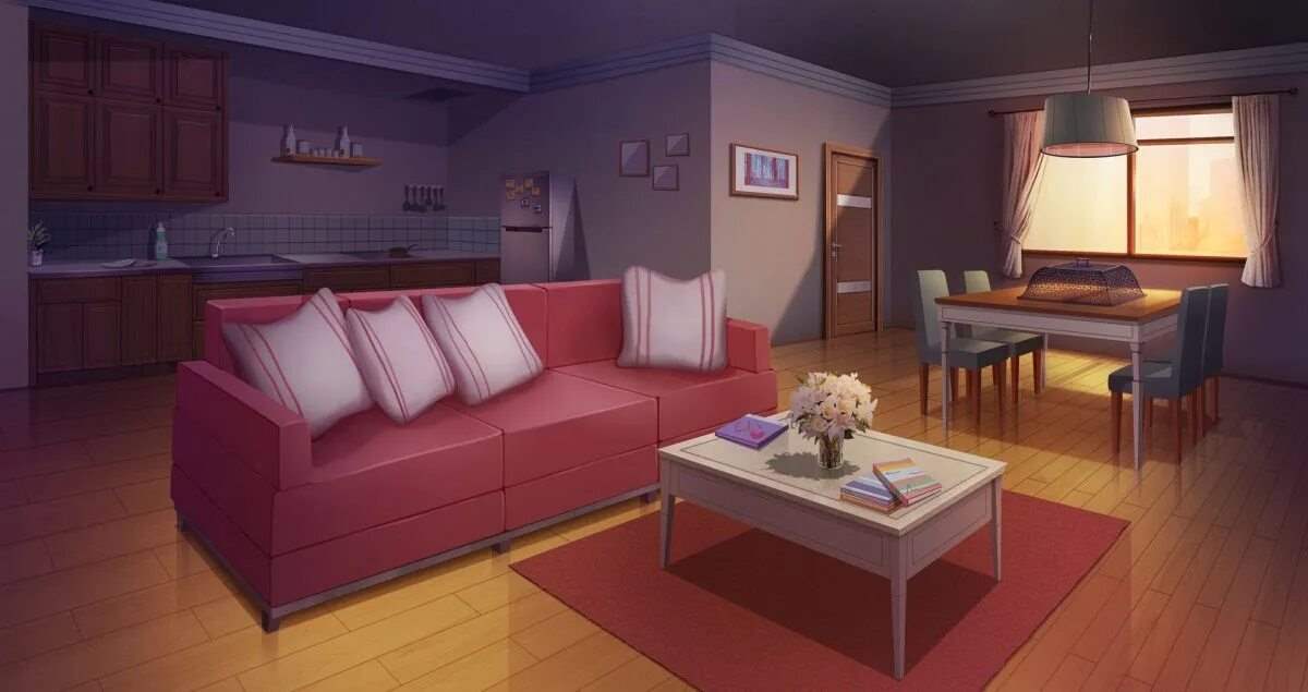 Комната с диваном аниме 6