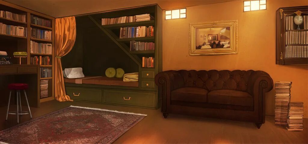 Комната с диваном аниме 7
