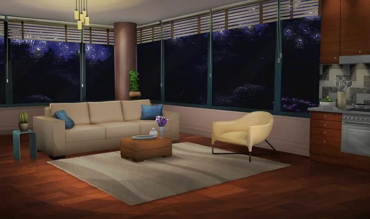 Комната с диваном аниме 9