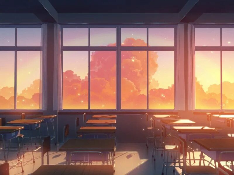 Фон школы в стиле аниме без людей